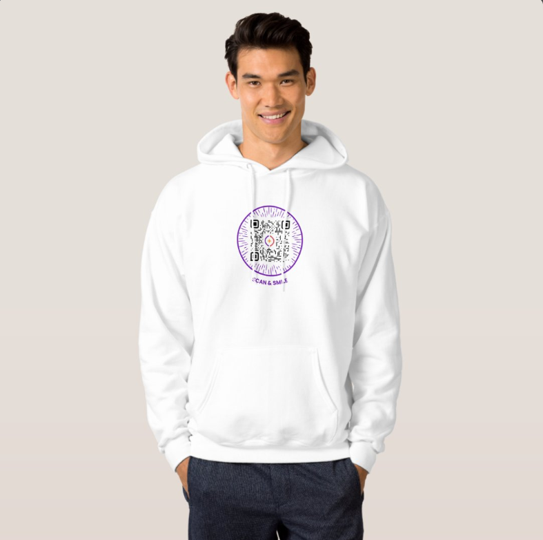 Spark Lab unisex motivational hoodie with QR quote print